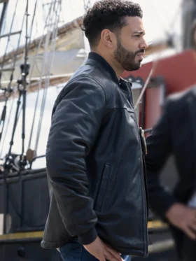 Boston Blue S01 Ryan Broussard Black Leather Jacket Side
