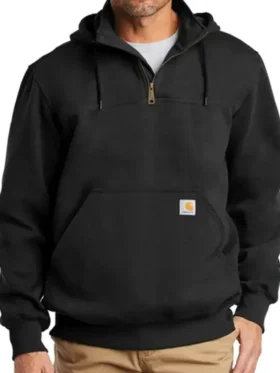 Carhartt Paxton Heavyweight Hoodie Black Color Front Look