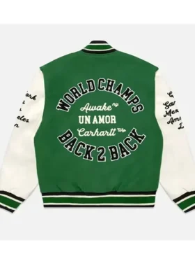 Carhartt WIP Awake NY Green Varsity Jacket Back look