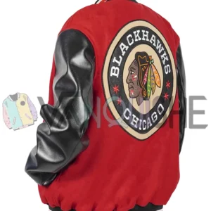 Chicago Blackhawks 2025 Red Varsity Jacket left back