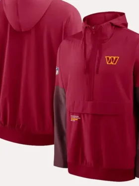 Commanders Nike Sideline Anorak Hoodie Jacket Front Look