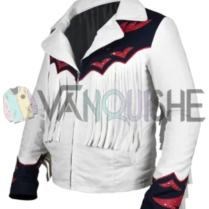 Denver Broncos Cheerleaders White Fringe Cotton Jacket