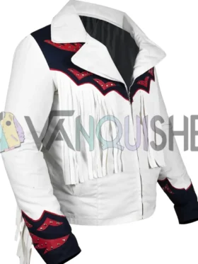 Denver Broncos Cheerleaders White Fringe Cotton Jacket