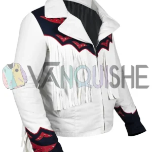 Denver Broncos Cheerleaders White Fringe Cotton Jacket