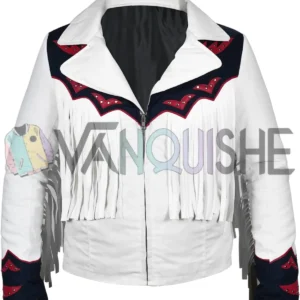 Denver Broncos Cheerleaders White Fringe Cotton Jacket