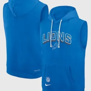Detroit Lions Sleeveless Blue Hoodie