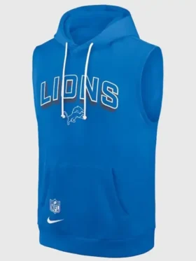 Detroit Lions Sleeveless Blue Hoodie Front Look