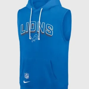 Detroit Lions Sleeveless Blue Hoodie Front Look