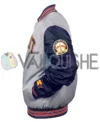 Detroit Tigers Navy and Gray Varsity Satin Jacket left