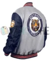 Detroit Tigers Navy and Gray Varsity Satin Jacket left back van