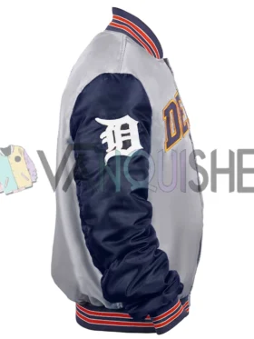 Detroit Tigers Navy and Gray Varsity Satin Jacket right van