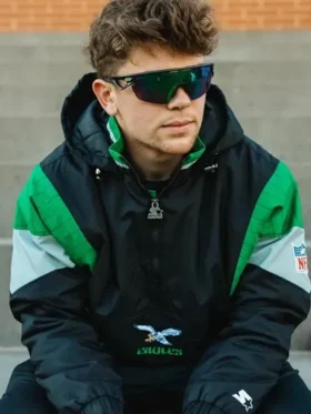 Eagles Starter Half‑Zip Jacket – Black Retro