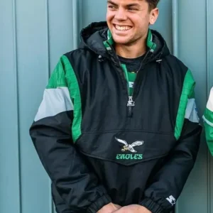 Eagles Starter Half‑Zip Jacket – Black Retro