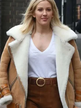 Ellie Goulding B3 Brown Shearling Leather Jacket
