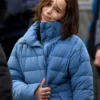 Emilia Clarke Secret Invasion Blue Puffer Coat
