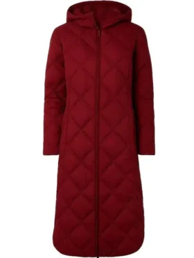 Emily Rose All Is Merry and Bright Maroon Coat Front Look