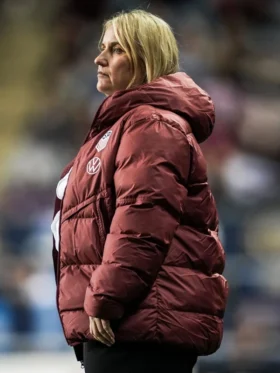 Emma Hayes Maroon Puffer Hooded Jacket