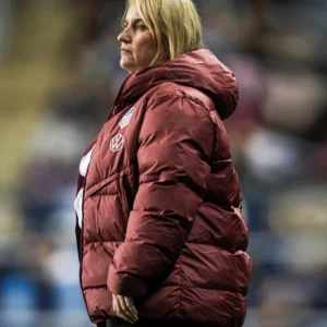 Emma Hayes Maroon Puffer Hooded Jacket