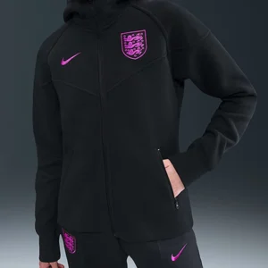 England Windrunner Football Black Hoodie Back