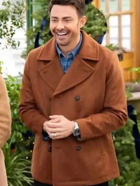Finding Mr. Christmas brown coat Front Look
