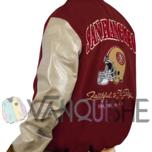 Fred Warner 49ers Varsity Bomber Jacket left back