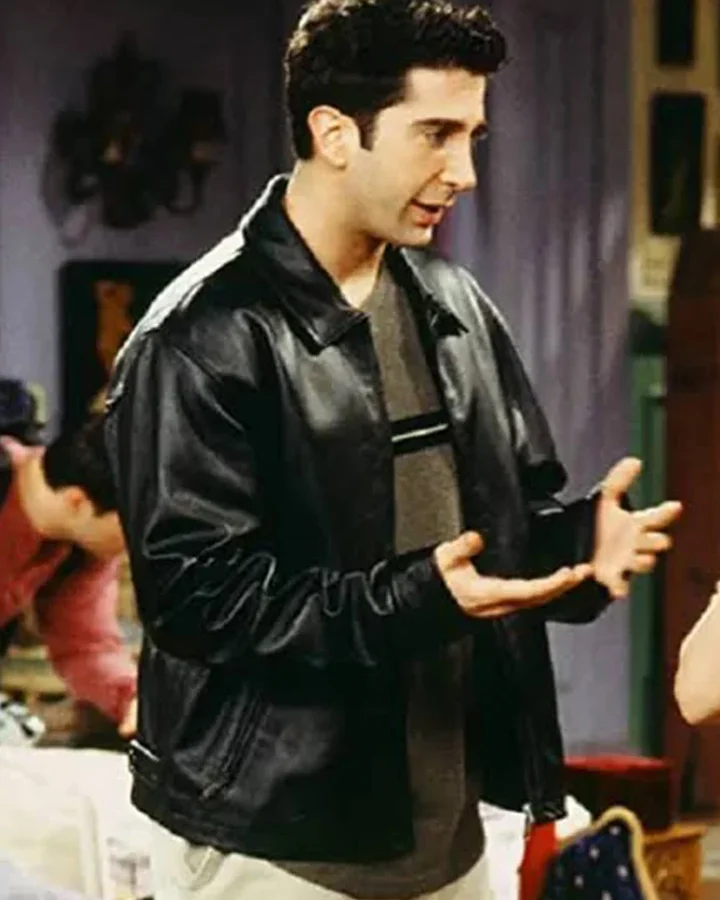 Shop Friends Ross Geller Black Leather Jacket On Sale Vanquishe