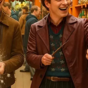 Gabriel Harland Harry Potter Series Maroon Leather Coat