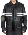 Good Will Hunting Matt Damon Black Leather Jacket front open van