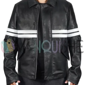 Good Will Hunting Matt Damon Black Leather Jacket front open van