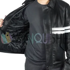 Good Will Hunting Matt Damon Black Leather Jacket right open van