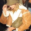 Hailey Bieber Brown Shearling Jacket