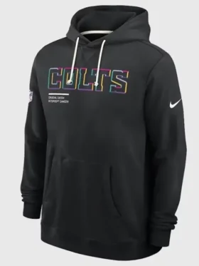 Indianapolis Colts Crucial Catch Black Hoodie Front Look