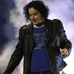 Jack White Halftime Show Leather Jacket Front