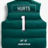 Jalen Hurts Philadelphia Eagles Off Season Player Puffer Vest Back Look