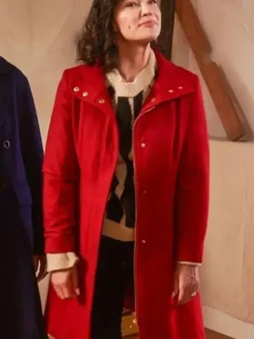 Jessica Szohr Red Coat – Designing Christmas Holiday Style