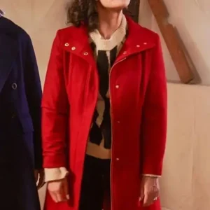 Jessica Szohr Red Coat – Designing Christmas Holiday Style