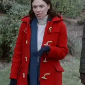 Jill Winternitz red wool coat Front Look