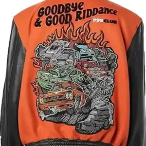 Juice WRLD Orange & Black Varsity Jacket Back Look
