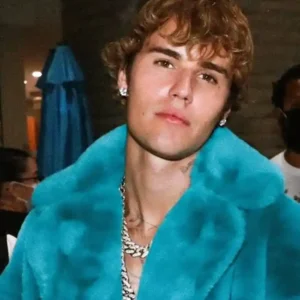 Justin Bieber Blue Fur Coat