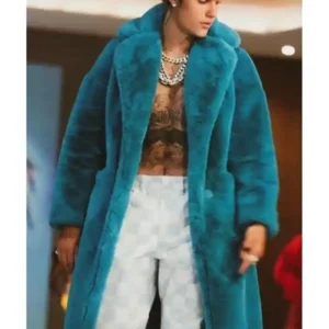 Justin Bieber Blue Fur Coat
