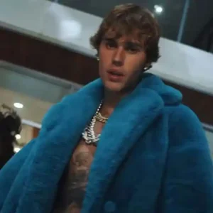 Justin Bieber Blue Fur Coat
