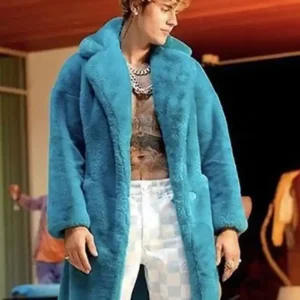 Justin Bieber Blue Fur Coat