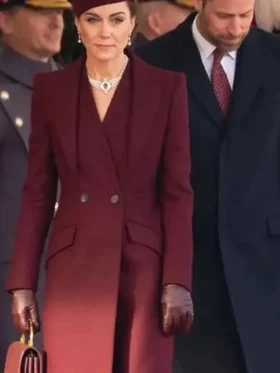 Kate Middleton Burgundy Wool Coat