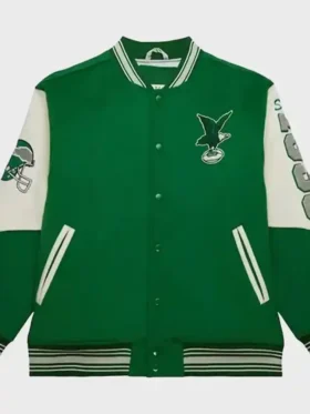 Kelly Green Philadelphia Eagles Vintage Varsity Jacket Front look