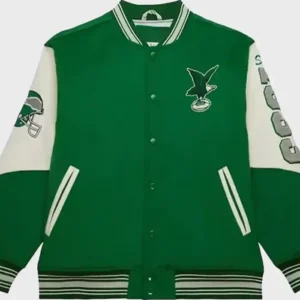 Kelly Green Philadelphia Eagles Vintage Varsity Jacket Front look