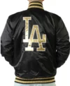 LA Dodgers Gold Patches Satin Jacket