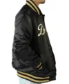 LA Dodgers Gold Patches Satin Jacket Front
