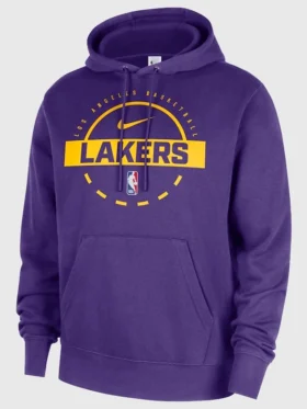 Lakers Nike 202526 Practice Club Hoodie Purple Back