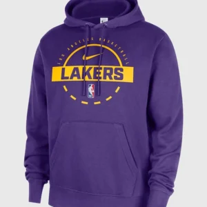 Lakers Nike 202526 Practice Club Hoodie Purple Back