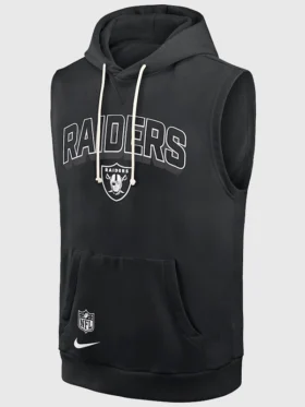 Las Vegas Raiders Black Sleeveless Hoodie Front